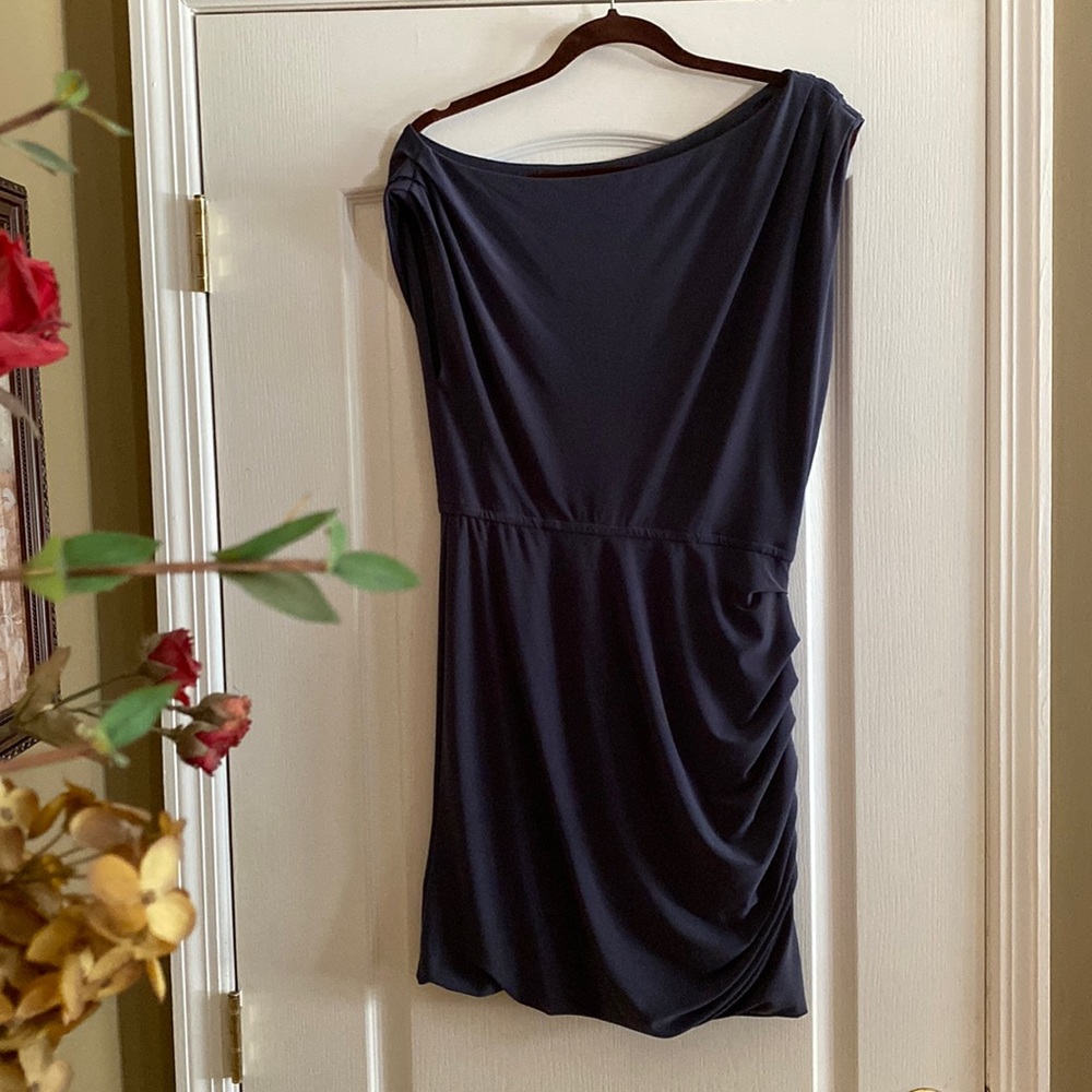 Halston Heritage Dark Gray Off Shoulder Dress